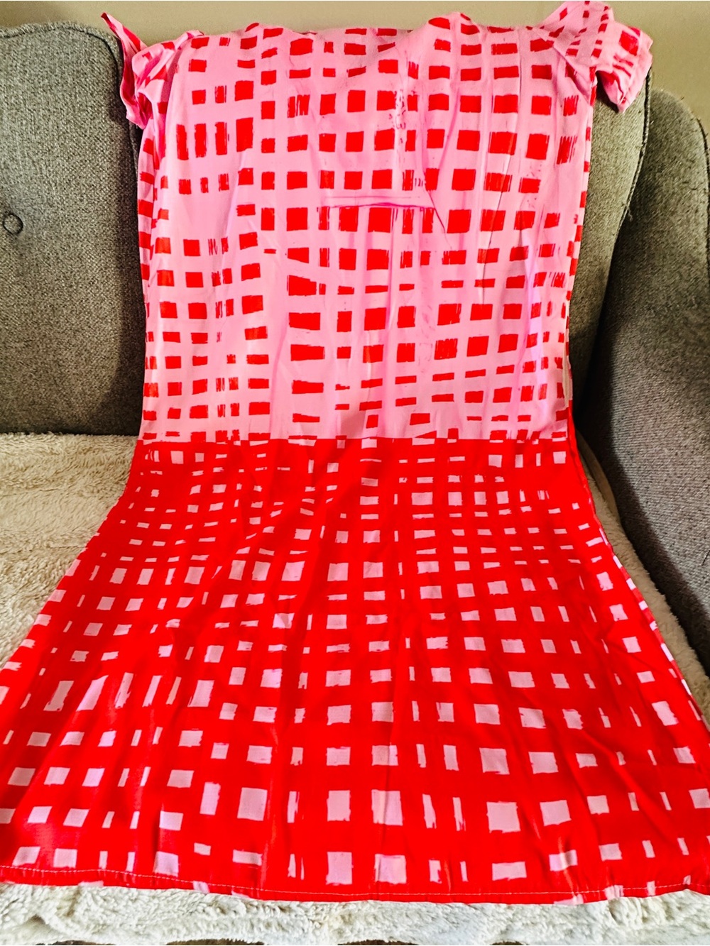 Pink and Red Patterned Women’s Dress
